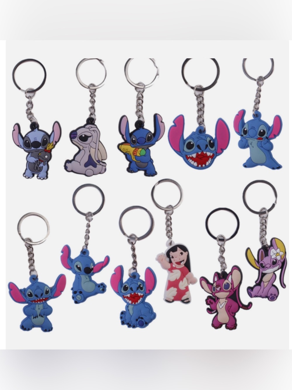 8 pcs Stitch anime mix Acrylic Keychain GIRLS BOYS ADULTS PURSE CHARM NEW